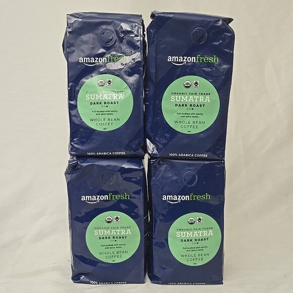4 PACK 12oz Sumatra Whole Bean Coffee Sustainable Dark Roast for Coffee Lovers - Picture 1 of 5